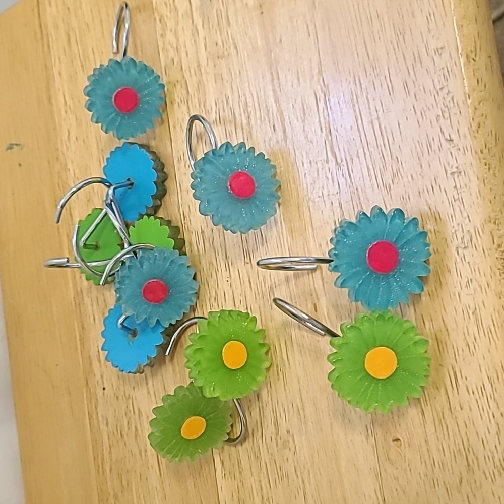 Floral Shower Curtain Hooks (11 Total)